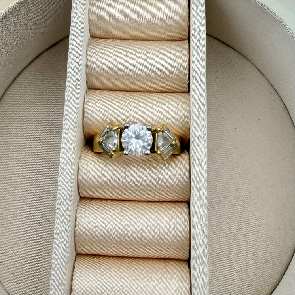 For My Momma ❤️ (18K Gold Vintage Trillion Side Stone Ring)