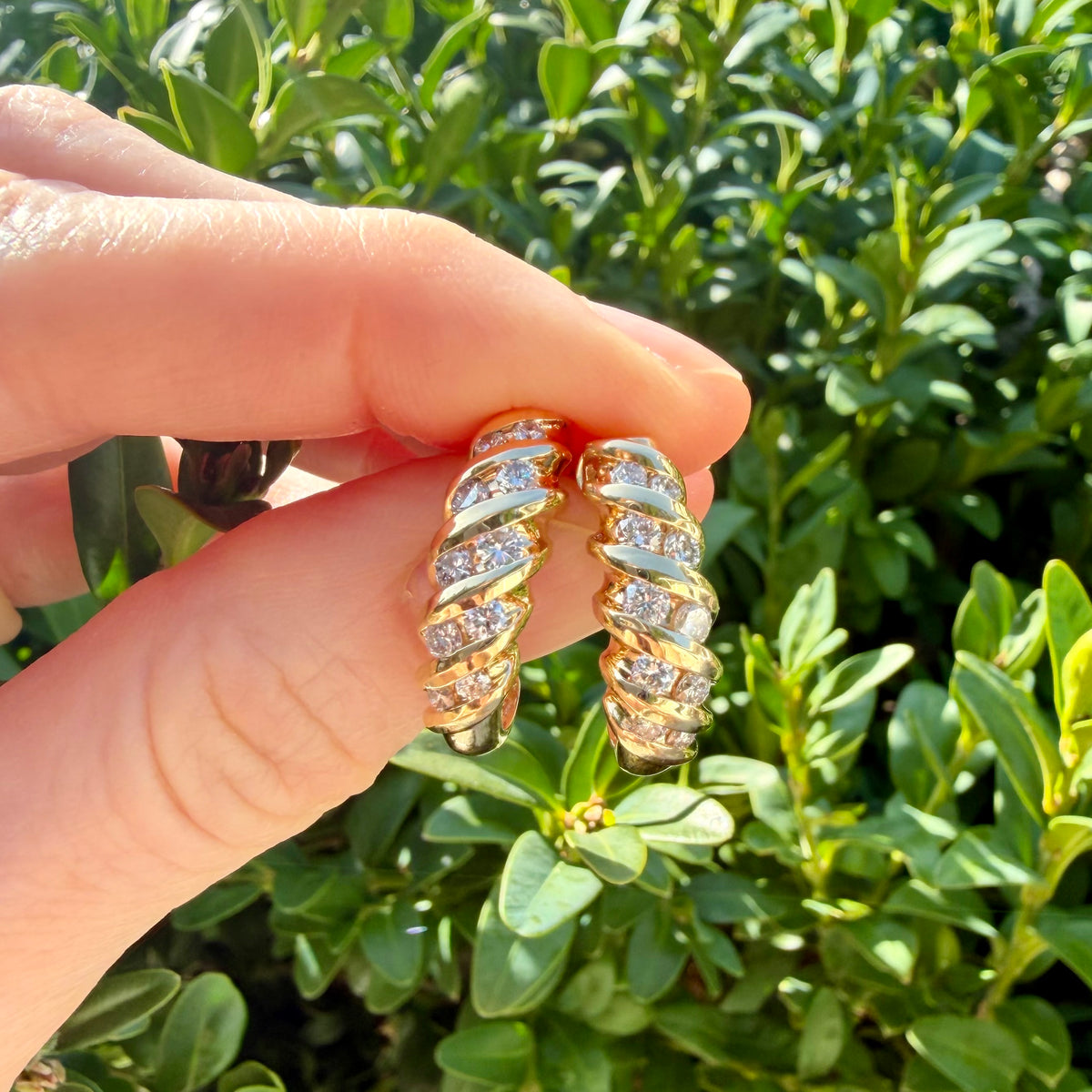 More Butter Please!  🥐🧈 (Vintage 14KT Yellow Gold Croissant Diamond Hoops)