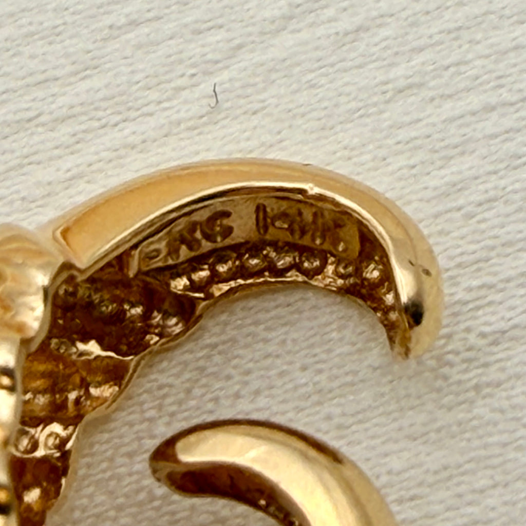 More Butter Please!  🥐🧈 (Vintage 14KT Yellow Gold Croissant Diamond Hoops)