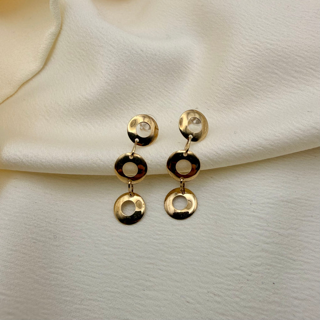 Donut Give Up 🍩 (Vintage 10KT Yellow Gold Triple Drog Circle Drop Earrings