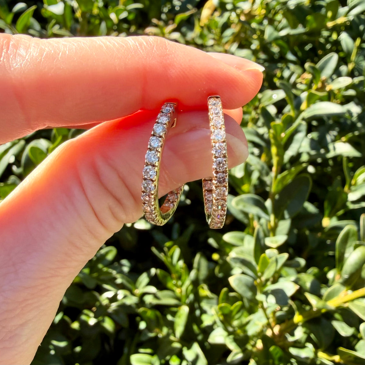 I Love You Inside and Out 🥰 (Vintage 10KT yellow gold 2.0 CTW inside out hoop earrings)