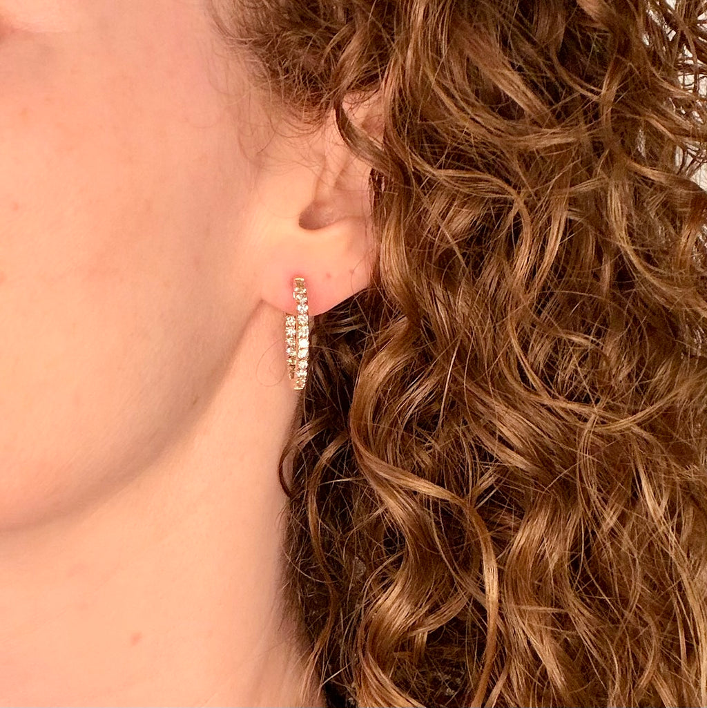 I Love You Inside and Out 🥰 (Vintage 10KT yellow gold 2.0 CTW inside out hoop earrings)