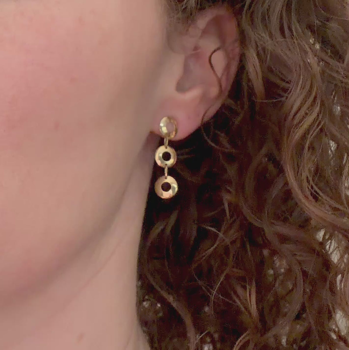 Donut Give Up 🍩 (Vintage 10KT Yellow Gold Triple Drog Circle Drop Earrings